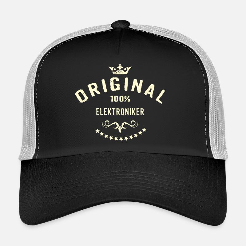 Original 100 Prozent Elektroniker - RAHMENLOS - Trucker Cap - Schwarz/Steingrau