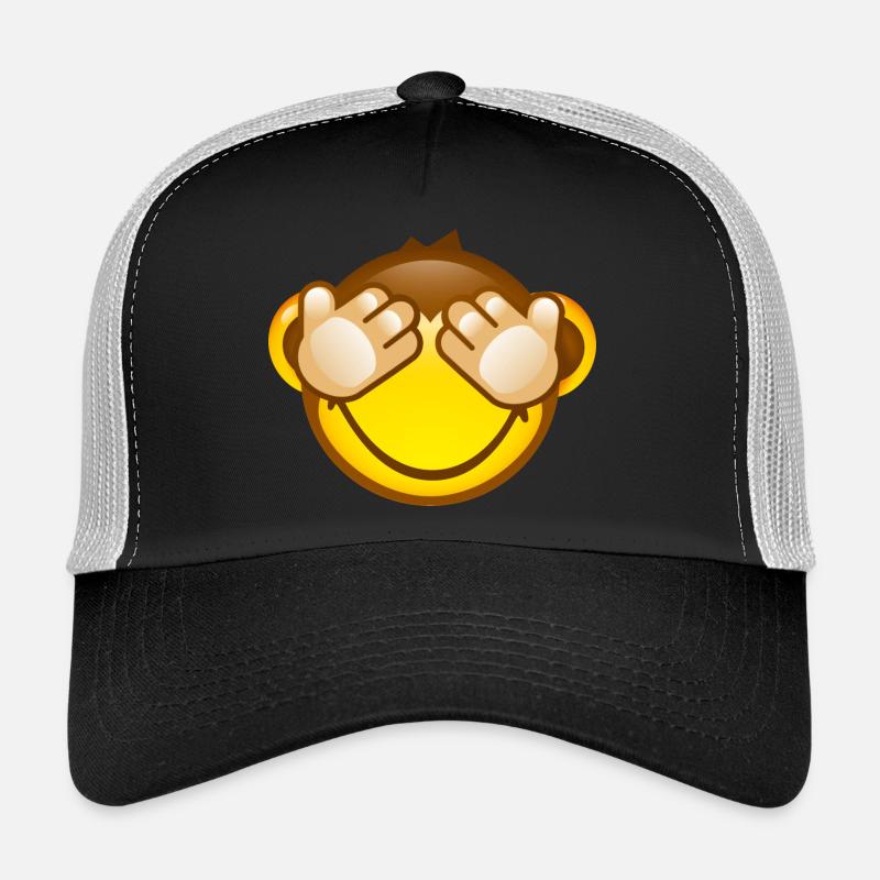 Smiley Monkey No Seeing - Trucker Cap - Schwarz/Steingrau