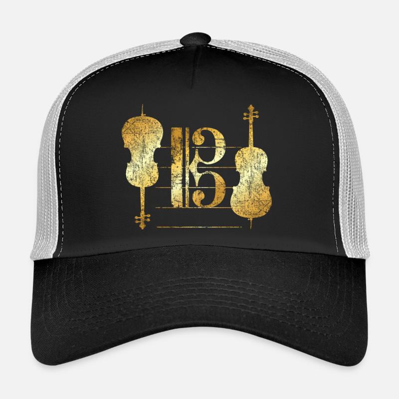 Tenor Clef & Cello (Violoncelle violoncelliste jaune d'or) - Casquette trucker - noir/gris pierre