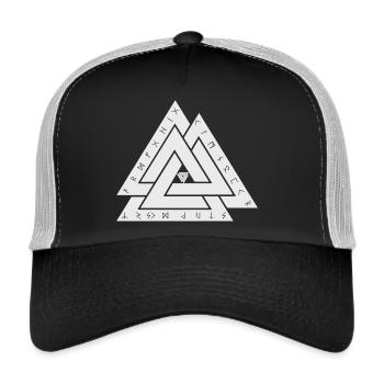 Valknut Wikinger Symbol - Trucker Cap - Schwarz/Steingrau - Vorne
