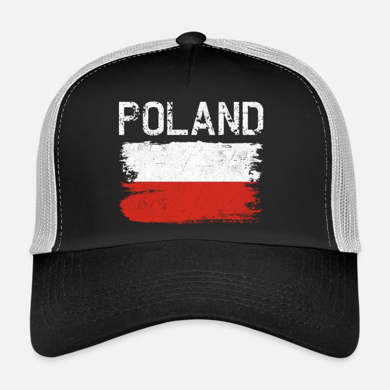 Polen Flagge Grunge Brush Tee Trucker Cap