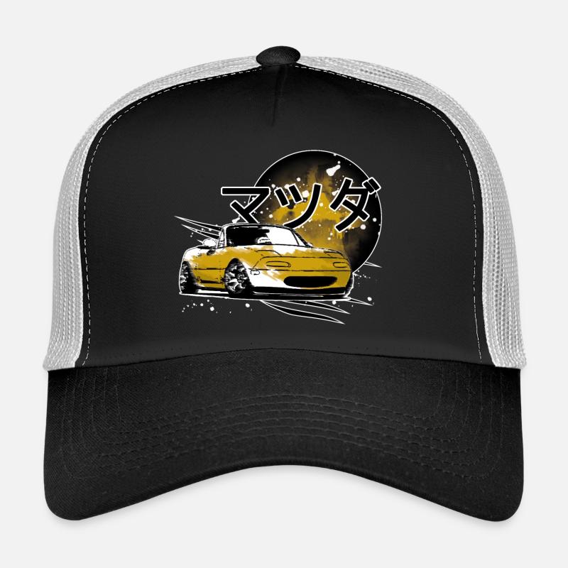 Japanisches Auto Miata Mx5 gelb - Trucker Cap - Schwarz/Steingrau