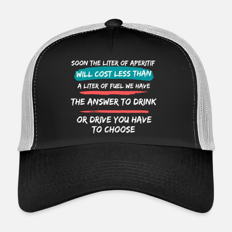 Aperitif vs Fuel Drink or Drive Tee Trucker Cap