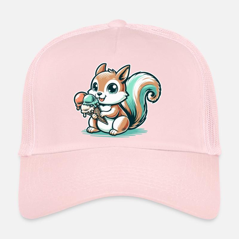 Écureuil de dessin animé mignon avec de la crème glacée Casquette trucker 