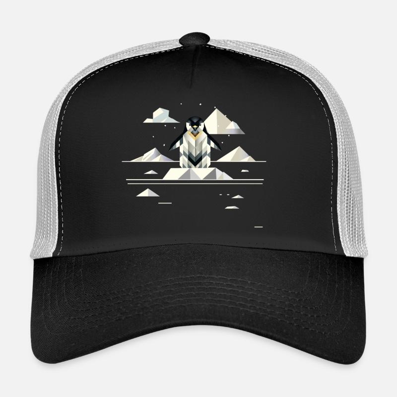 Eleganter Pinguin in geometrischer Eislandschaft Trucker Cap