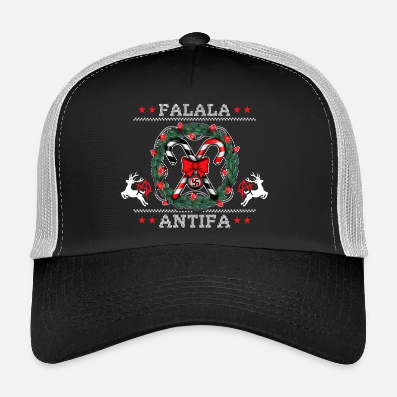 Pull de Noël moche : FALALA ANTIFA ! - Casquette trucker  - noir/gris pierre