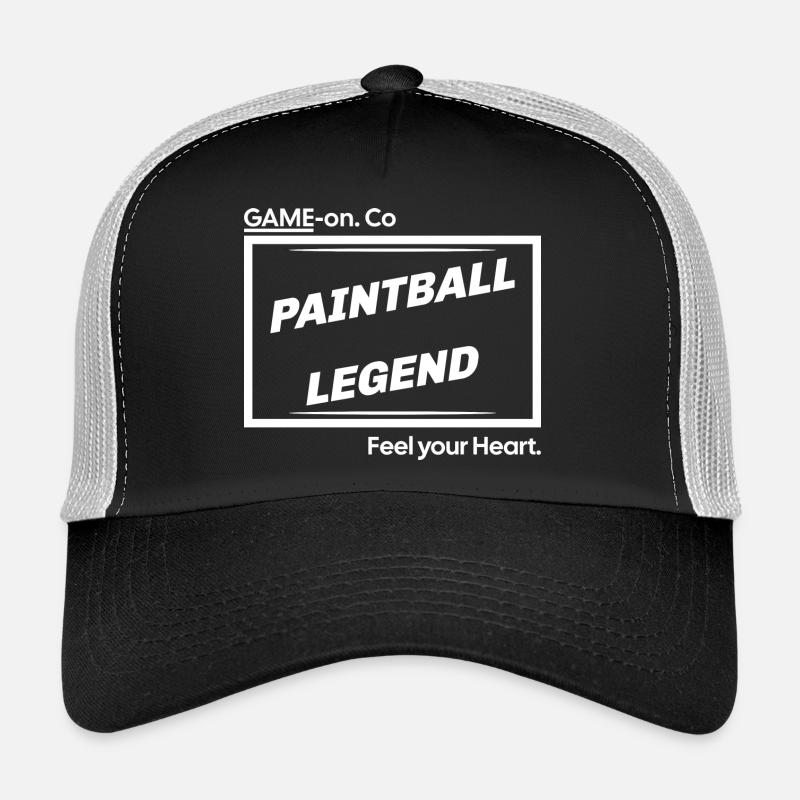 Paintball legend, game on Co, feel your heart logo Trucker Cap