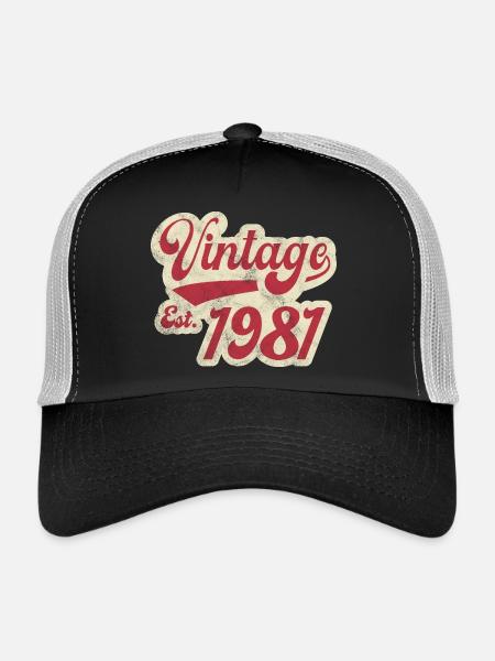 Jahrgang Est 1981 - Trucker Cap - Schwarz/Steingrau
