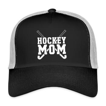Hockey Mom – Stolze Feldhockey-Mama - Trucker Cap - Schwarz/Steingrau - Vorne