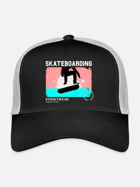 Skateboarding Skate Skater Skateboard Sk8 Vintage - Casquette trucker  - noir/gris pierre - Devant