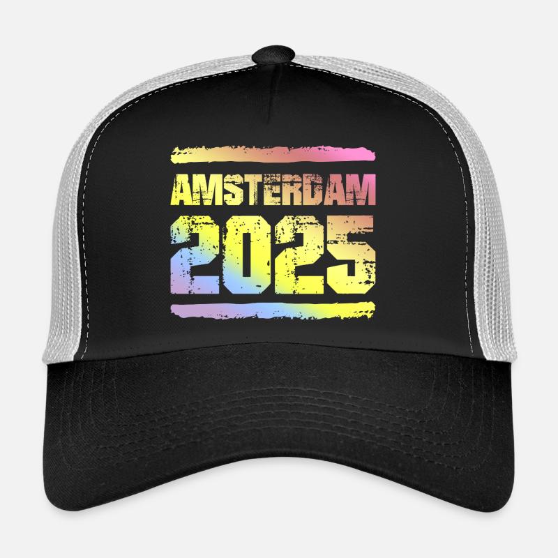 Amsterdam 2025 Bunt - Trucker Cap - Schwarz/Steingrau