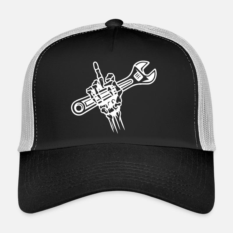 Bold Hand Holding Wrench Illustration - Trucker Cap - black/stone grey