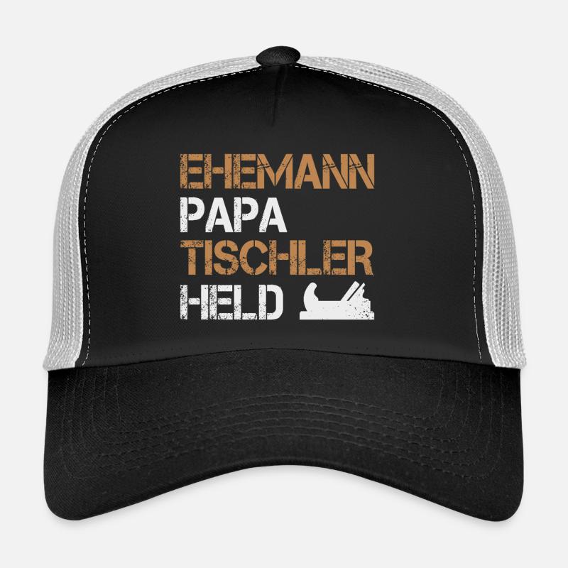 Ehemann Papa Tischler Held Holzarbeiter Handwerker - Trucker Cap - Schwarz/Steingrau