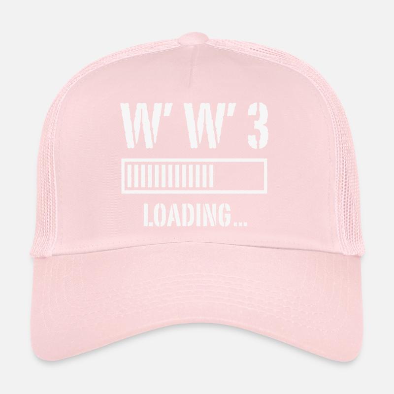 World War 3 Loading... (Peace / War / White) Trucker Cap