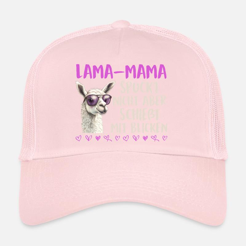 Soon mom LLAMA MOM DOESN'T SPIT LOOKS Trucker Cap