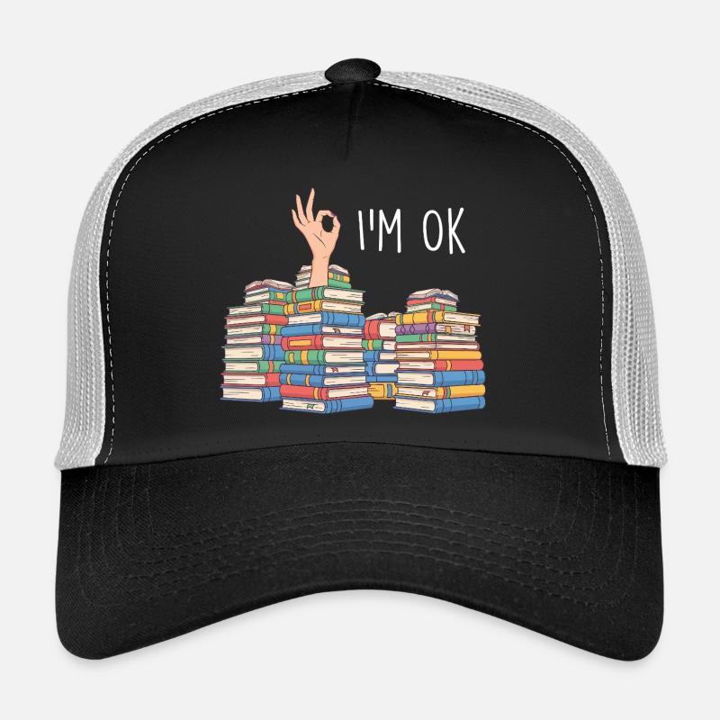 I’m Ok Funny Minimalist Book Lover Mood - Trucker Cap - black/stone grey