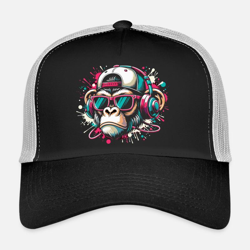 Cool monkey with sunglasses and beats Trucker Cap