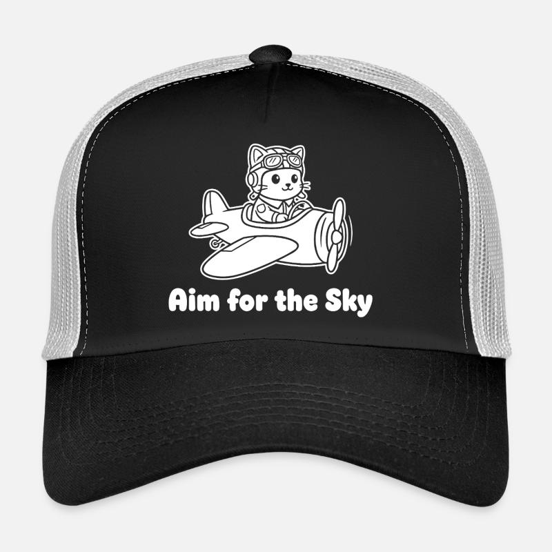 Aim for the Sky Kitty Pilot Trucker Cap
