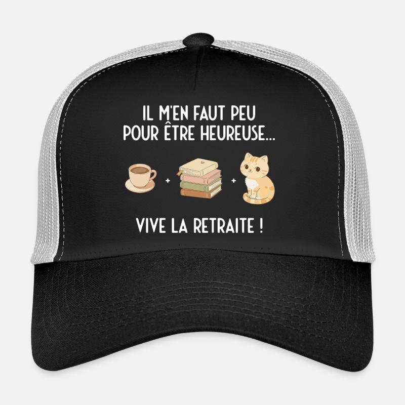 Douce Retraite (texte blanc) - Casquette trucker  - noir/gris pierre