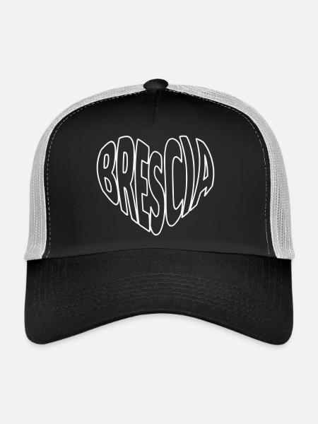 Brescia Lombardy, Typography Heart - Trucker Cap - black/stone grey - Front