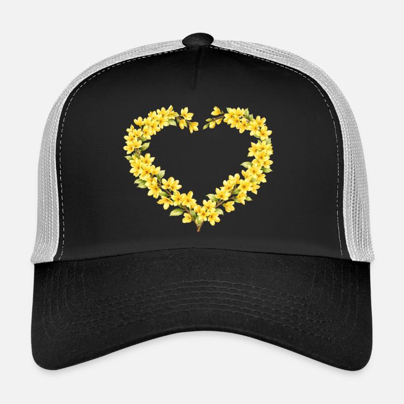 Spring Motif Forsythia Heart Frame Trucker Cap