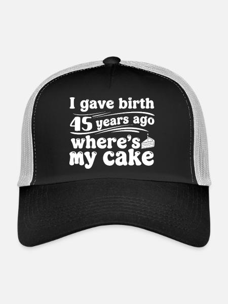 Birthday 45 years ago – cake? - Trucker Cap - black/stone grey - Front