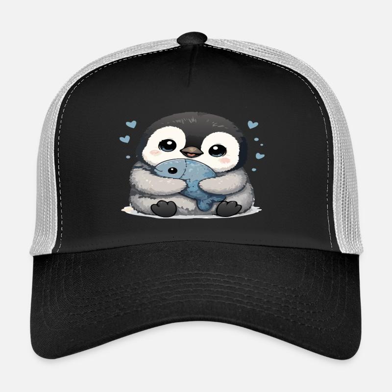 Cuddly Penguin with Fish Trucker Cap