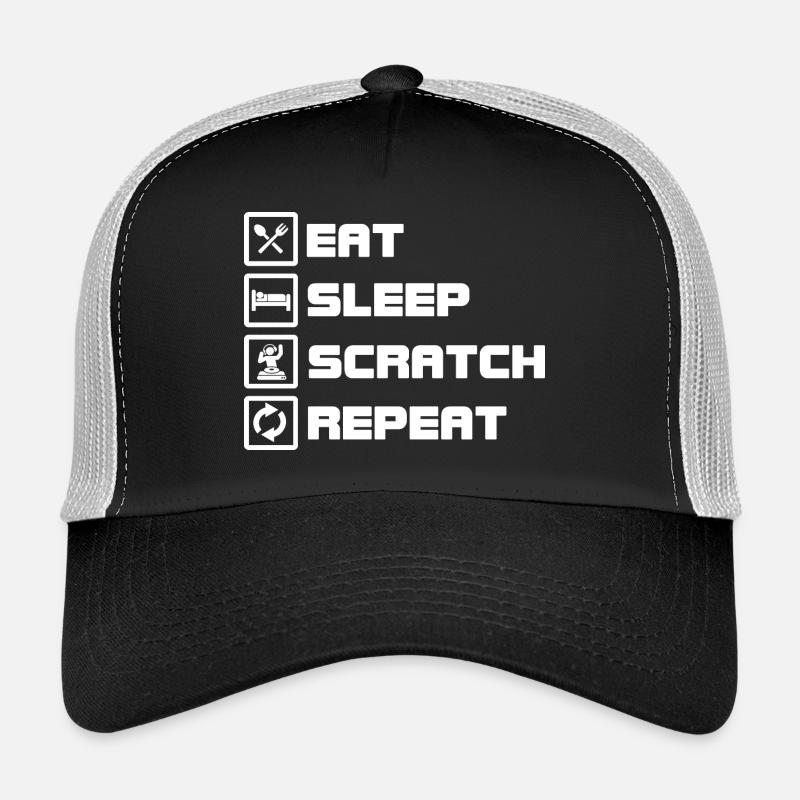 eat sleep scratch repeat DJ Trucker Cap