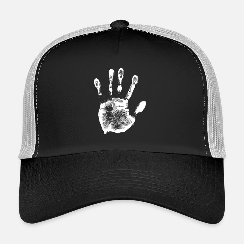 Main blanche. Cadeau - Casquette trucker  - noir/gris pierre