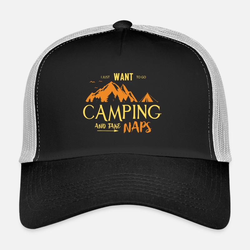 Ich will campen gehen und dann schlafen. - Trucker Cap - Schwarz/Steingrau