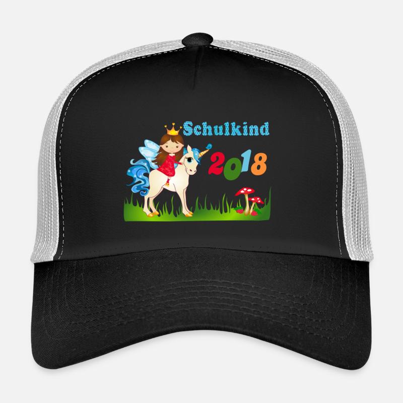 Schulkind 2018 Einschulung Einhorn Mädchen - Trucker Cap - Schwarz/Steingrau