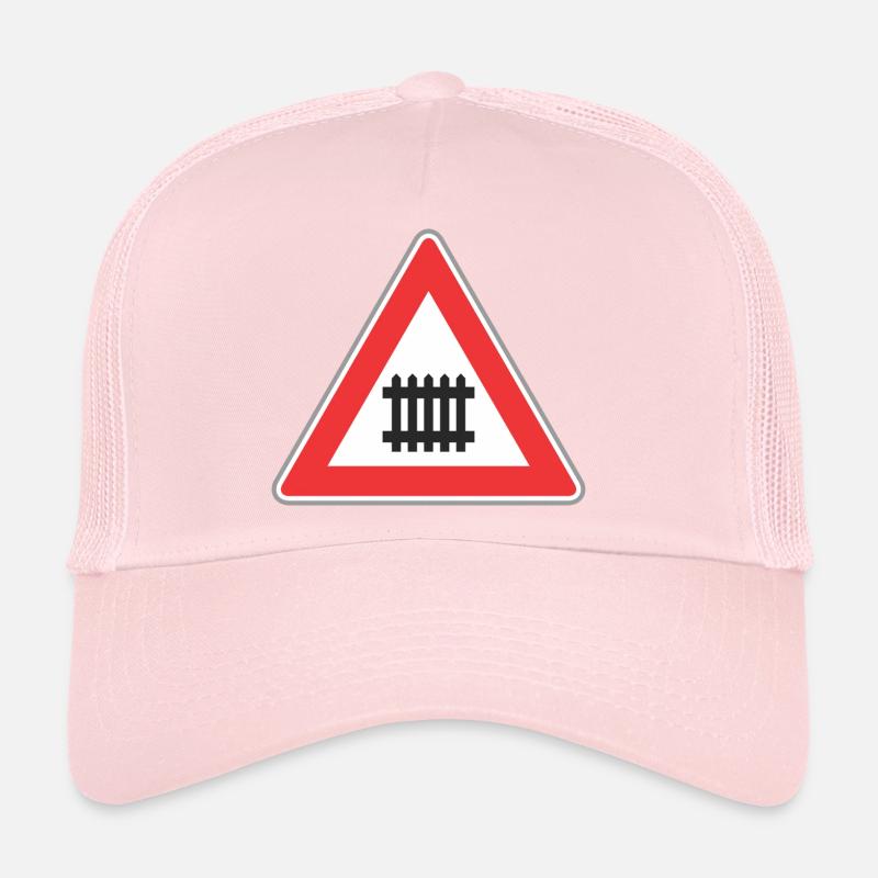 Road sign train way Trucker Cap