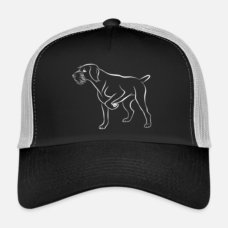 Dt wirehaired white above Trucker Cap