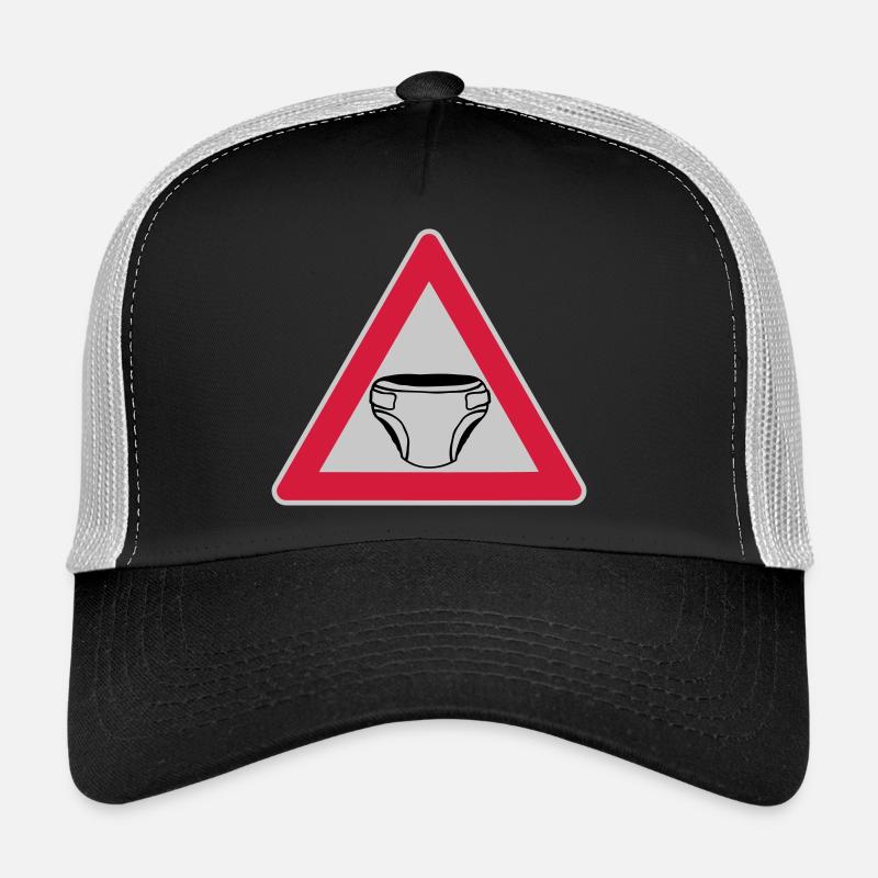 Vorsicht Schild Windel - Trucker Cap - Schwarz/Steingrau