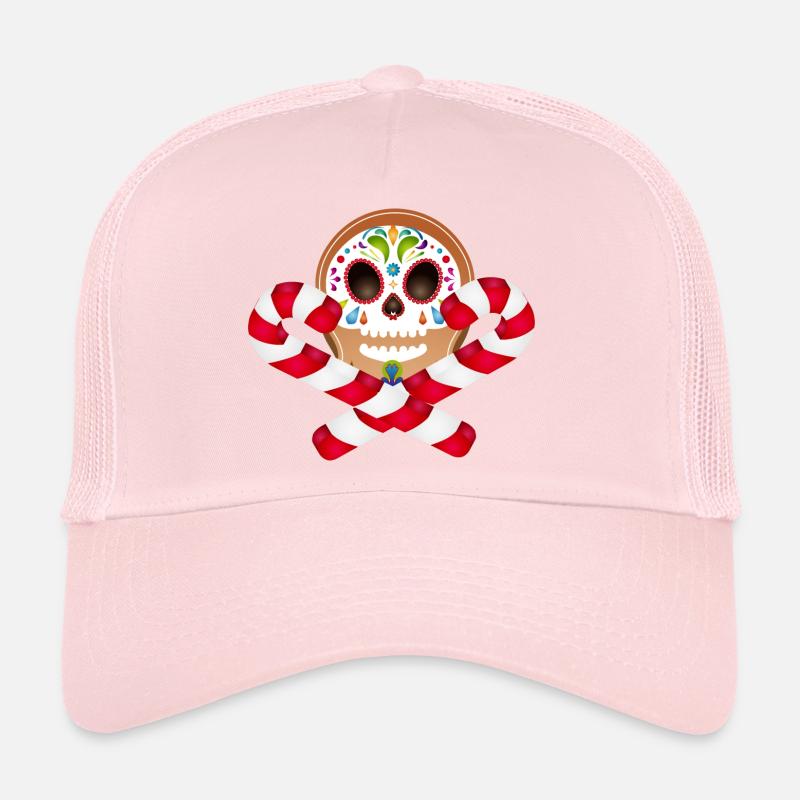 Gingerbread Man Sugar Skull Decor pour Noël Casquette trucker 