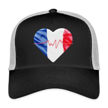 Drapeau français - bleu blanc rouge - Casquette trucker  - noir/gris pierre - Devant