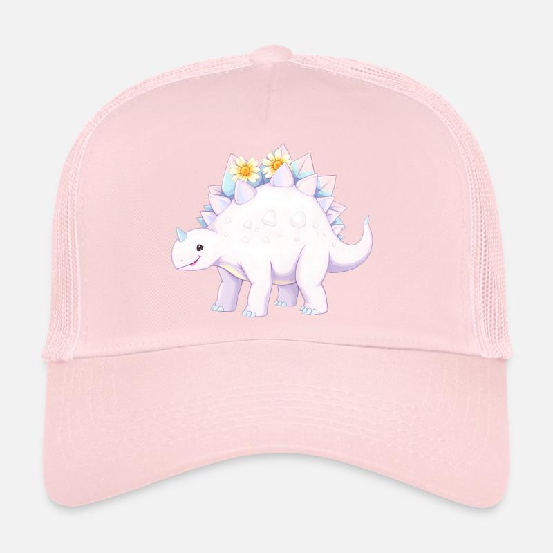 Skurriler lila Dinosaurier mit Gänseblümchen Trucker Cap