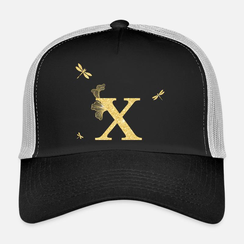 Buchstabe x Gold Glitzer Libelle - Geschenkidee Trucker Cap