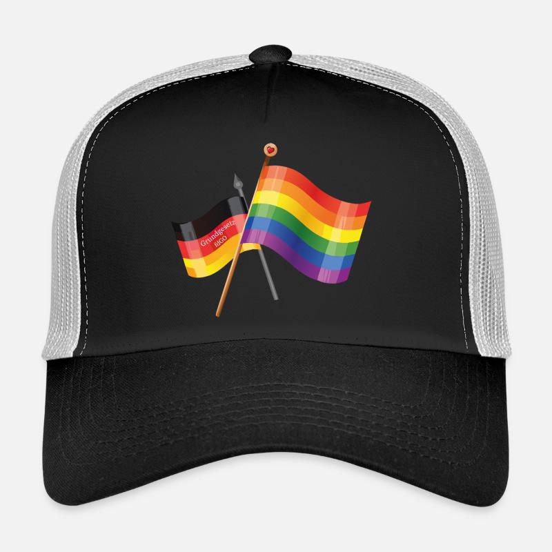 Regenbogen Deutschland Flagge - Trucker Cap - Schwarz/Steingrau