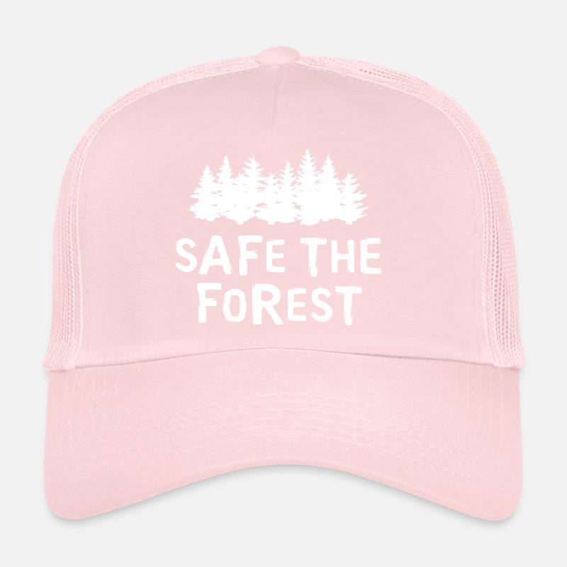 safe the forest mit Waldsilhouette als Logo Symbol Trucker Cap