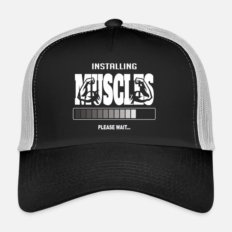 Installing Muscles – Funny Gym Workout Trucker Cap