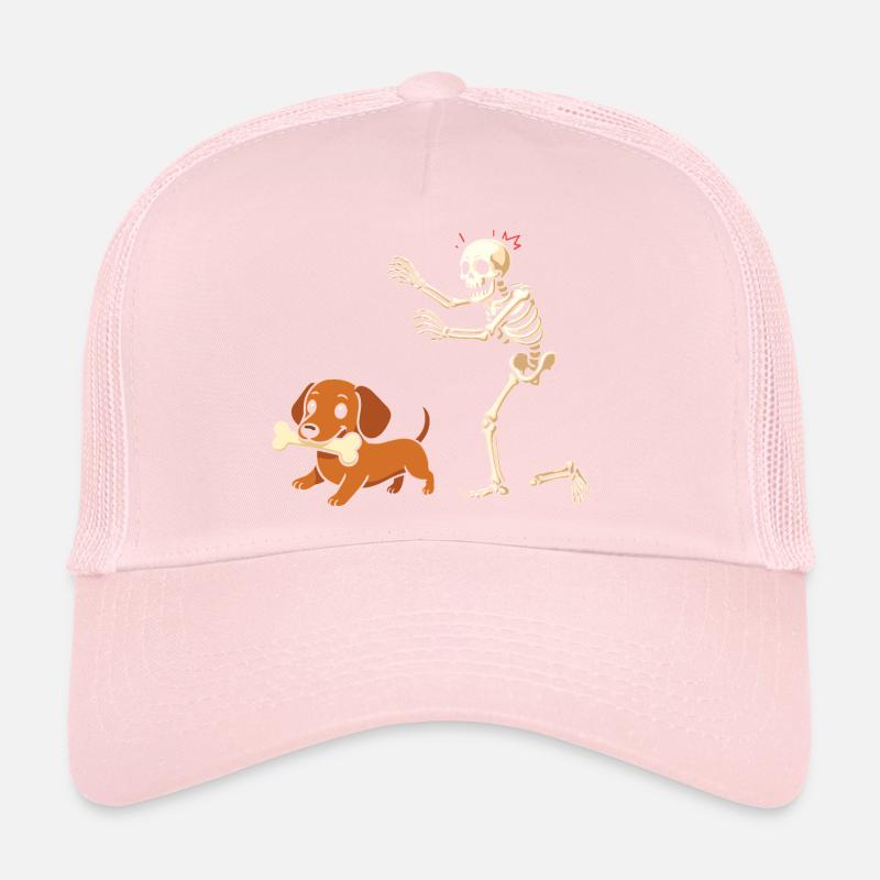 Humor Skeleton Chases Dachshund Dog Trucker Cap