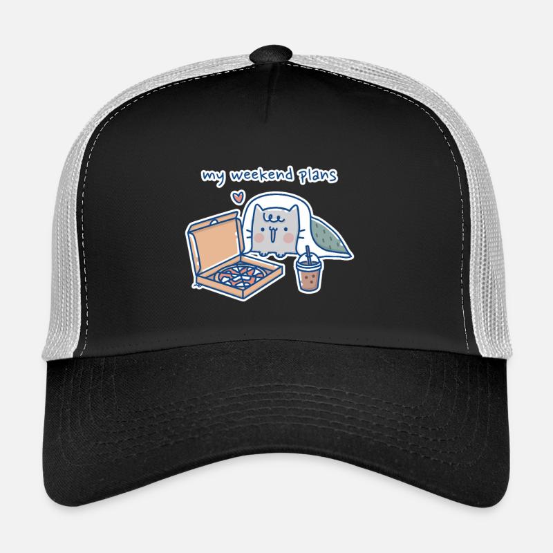 Chat Kawaii avec Pizza Design Casquette trucker 