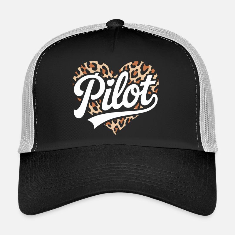 Leopard design with a heart for female pilots Trucker Cap