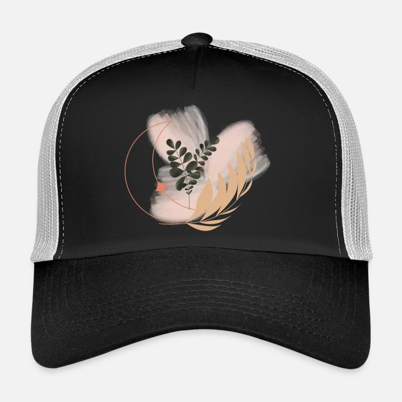 Pastel Flora Circle Leaves - Trucker Cap - black/stone grey