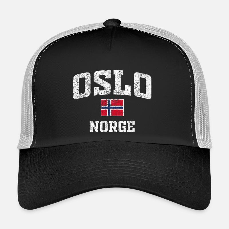 Tee de drapeau vieilli de l’Oslo Norge - Casquette trucker  - noir/gris pierre