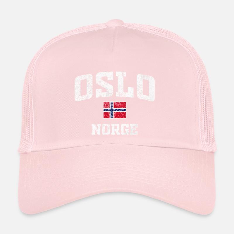 Oslo Norge Distressed Flag Tee Trucker Cap