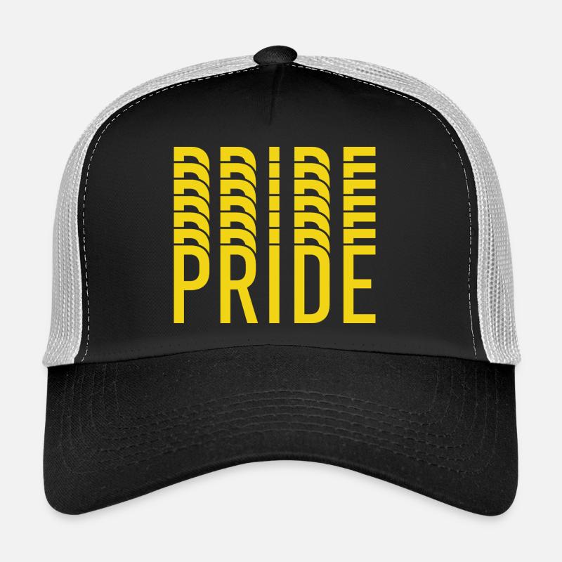Pride Yellow Text Pattern Trucker Cap