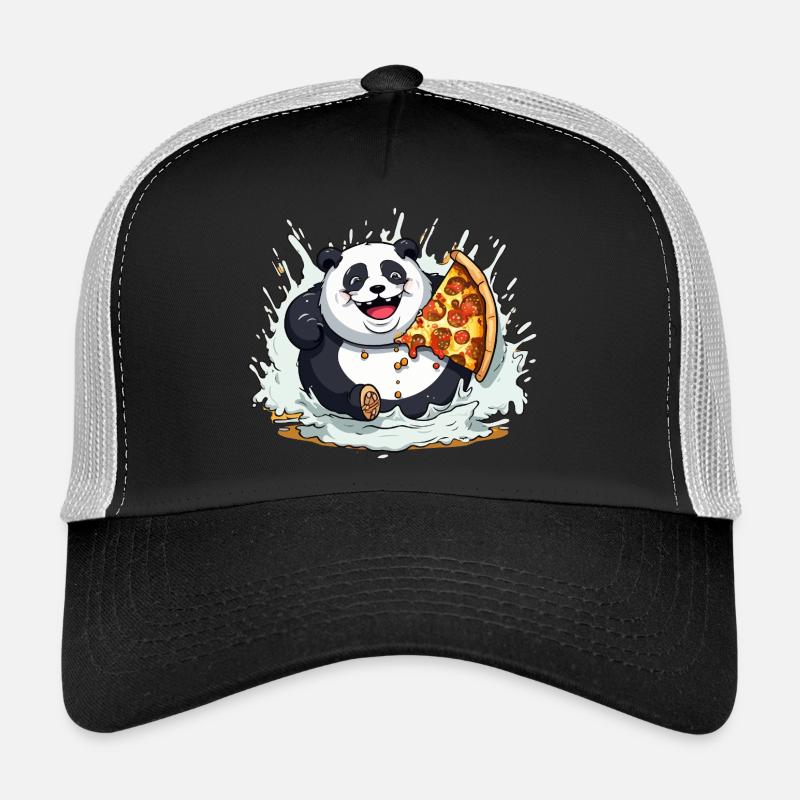 Panda Pizza Splash Cartoon Trucker Cap