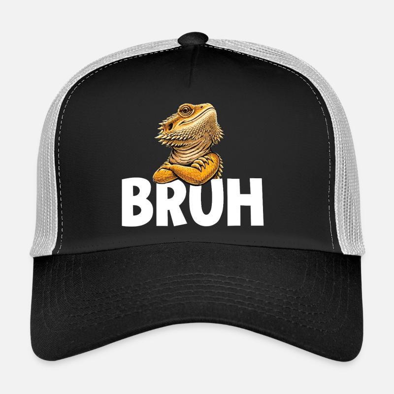 Bruh Pogona Bartagame lustiges Meme - Trucker Cap - Schwarz/Steingrau